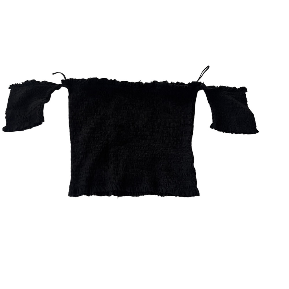 Small Ruched Black off the shoulder crop top